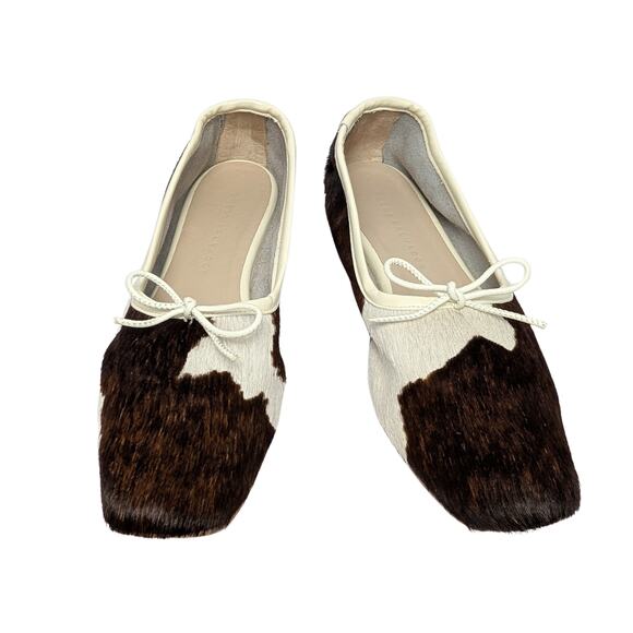 Freda Salvador Shoes - Freda Salvador Jada Ballet Flats – Cow Haircalf, Brown & White, Size 8